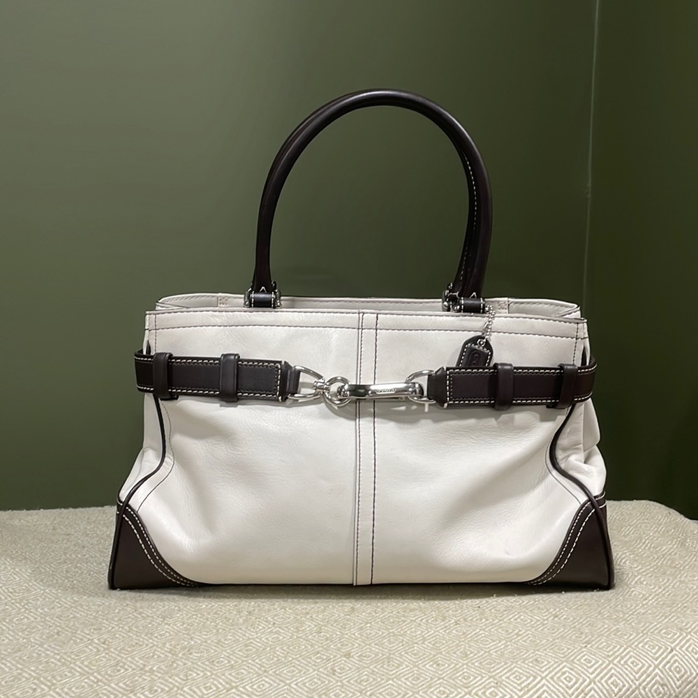 White and Brown Coach Satchel